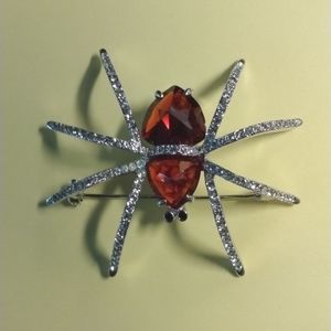Vintage Rhinestone Spider Pin